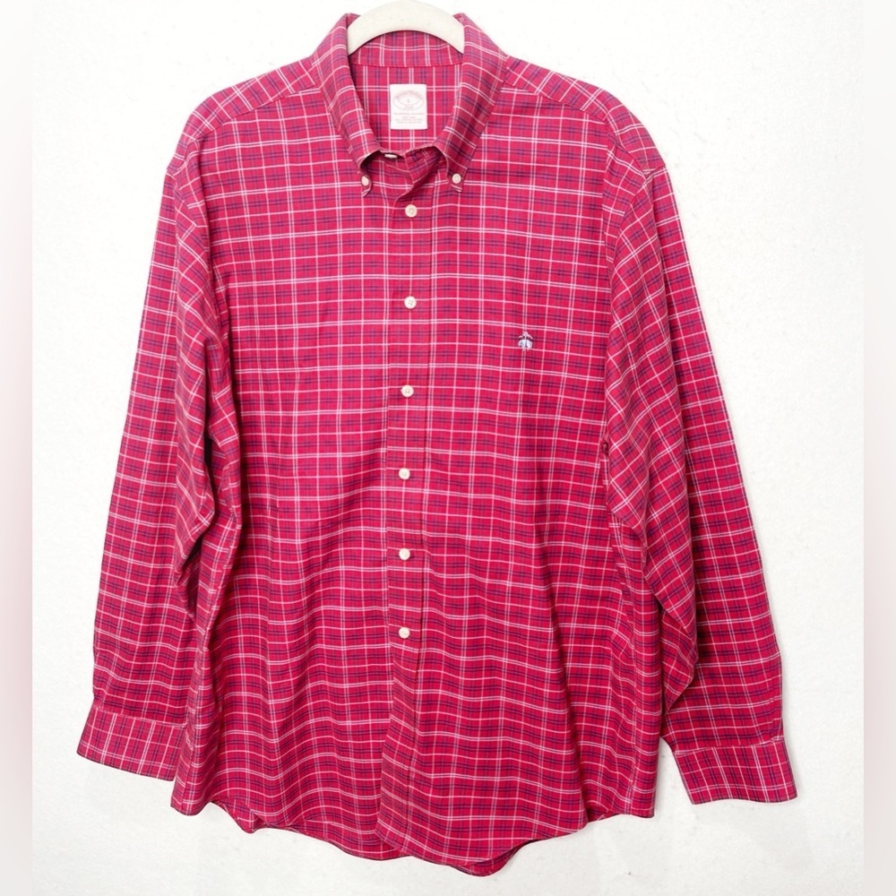 Brooks Brothers Original Polo Long Sleeve‎ Red Plaid Button Down Shirt Cotton